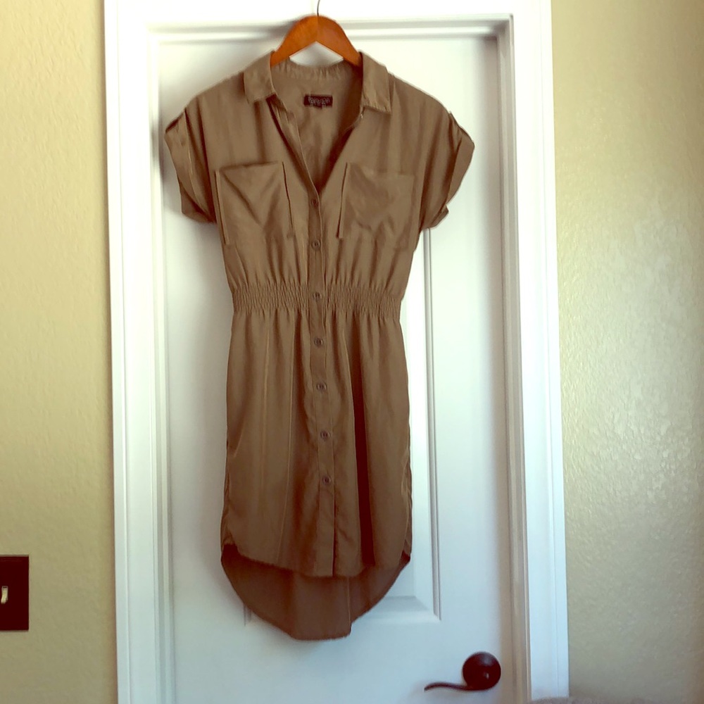 Topshop Olive Military Shirtdress Size 2